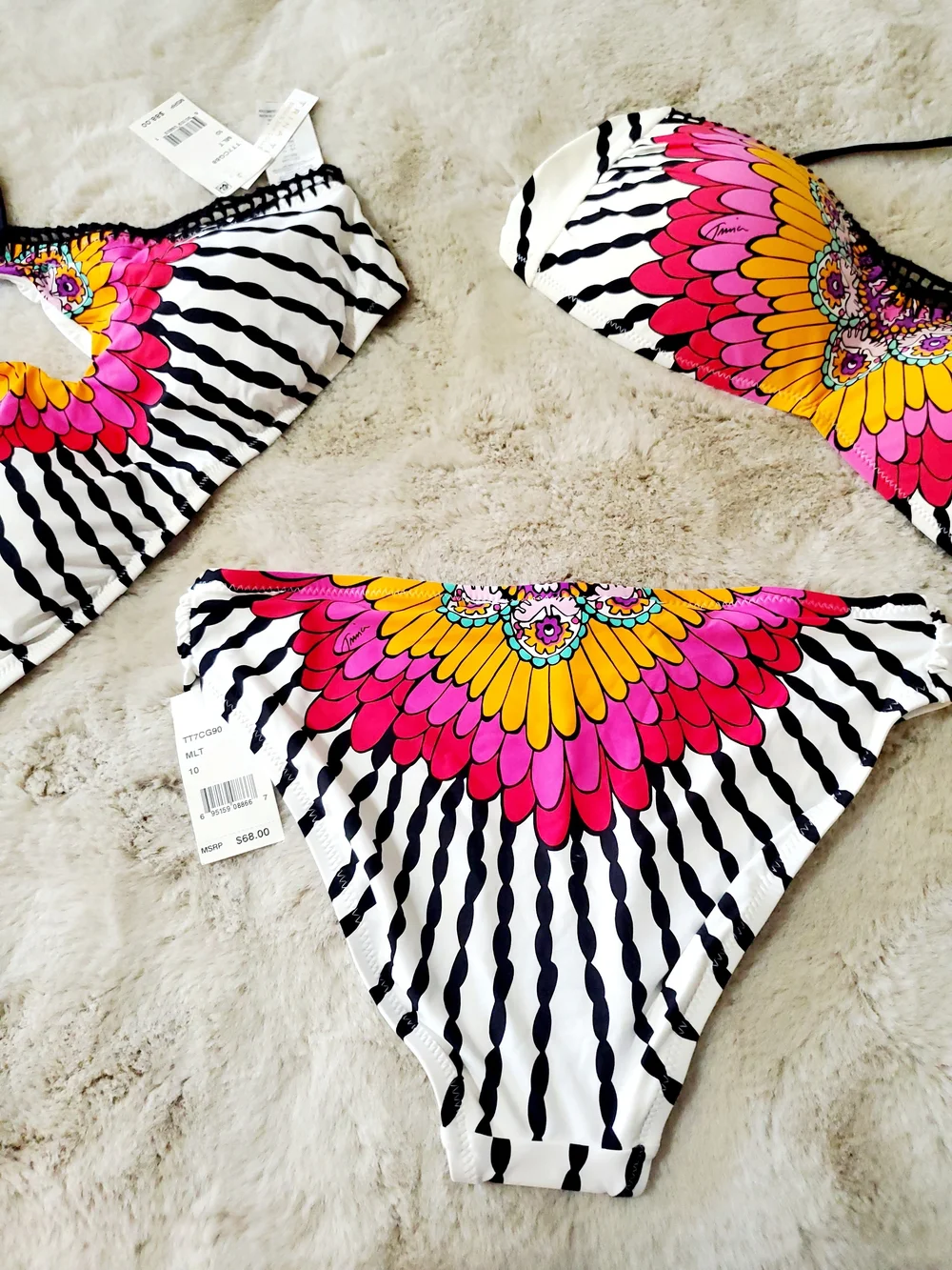 Trina Turk 3-Piece Bikini Set 2 Tops + Bottom 2 NWT & EUC Resort Swim Size 10